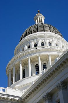Low angle of the dome at the Sacramento Capitol building, California, USA.