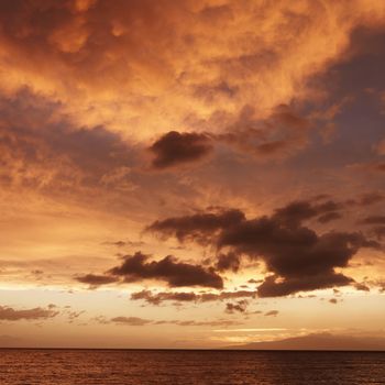 Sunset over the Pacific near Maui, Hawaii.