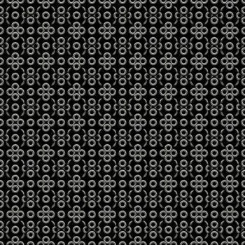 seamless texture of many silver rings om black background
