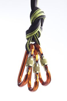 Isolated climbing rope on the white background