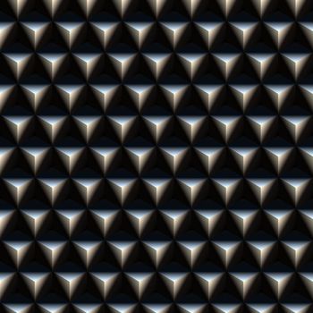seamless texture of metallic 3d triangles on black