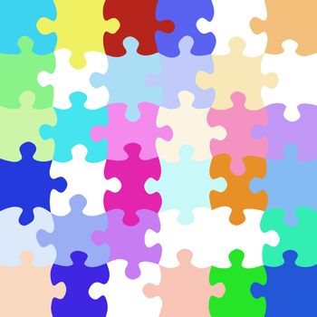 texture of colorful bright jigsaw puzzle pieces