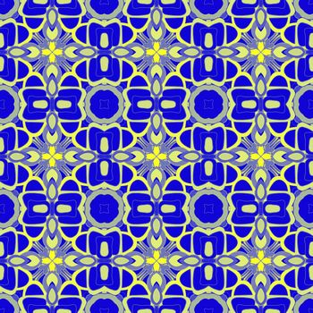 seamless texture of abstract repeating yellow star shapes on blue