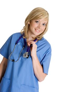 Beautiful smiling young isolated nurse
