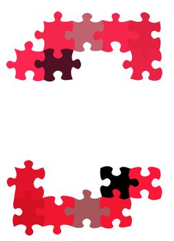 texture of two groups of jigsaw pieces with empty space 
