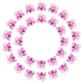 texture of two rings of hearts on white background