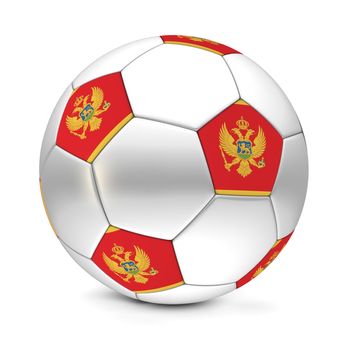 shiny football/soccer ball with the flag of Montenegro on the pentagons