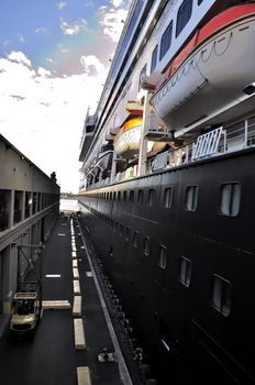 Cruise ship docked at South Pacific port