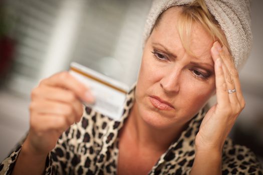 Woman Obviously Very Upset Over Her Credit Card.