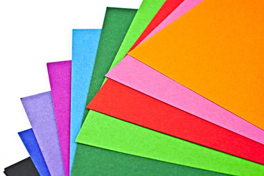 Multi-color color cardboard paper. From dark to bright side.