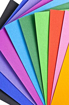 Multi-color color cardboard paper. From dark to bright side.
