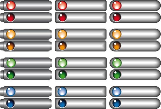 web buttons collection in different shapes and color