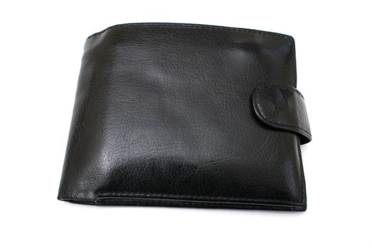 A black wallet isolated on white background.