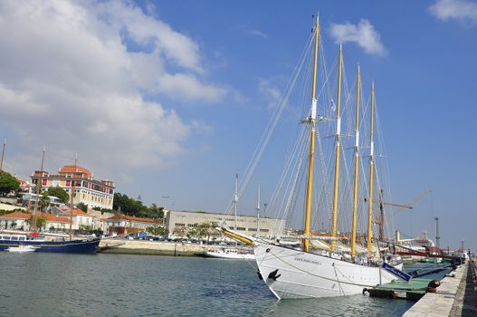 Yacht boats in the port city of Lisbon