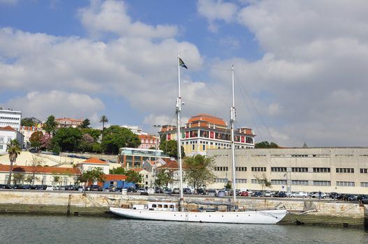 Yacht boats in the port city of Lisbon