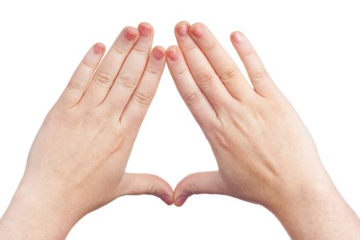 sign with the hand and fingers isolated over a withe background