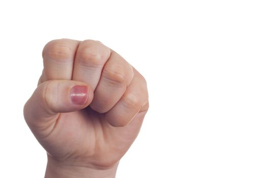 sign with the hand and fingers isolated over a withe background