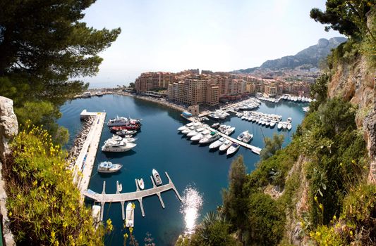 A landsacpe of a habor in Monaco, Monte Carlo