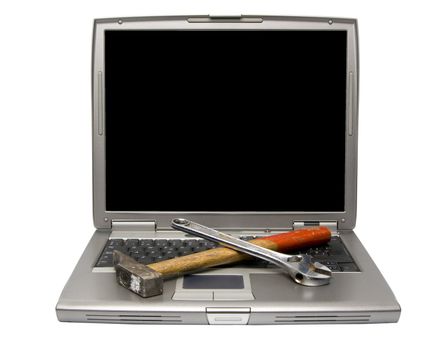 conceptual technology and help. Computer and tools.
