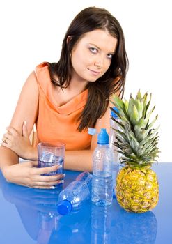 Woman drinking healthy mineral water