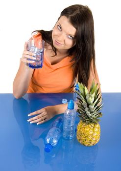 Woman drinking healthy mineral water