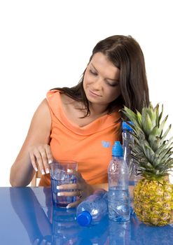 Woman drinking healthy mineral water