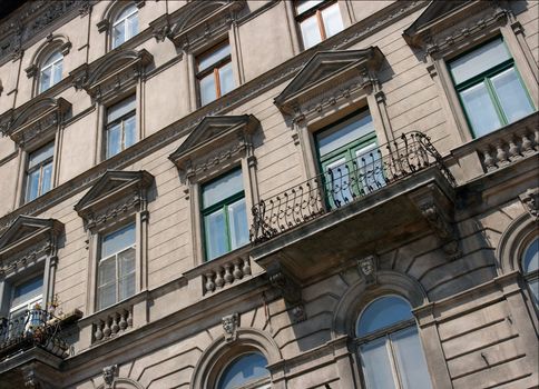 Front of an old building with apartments