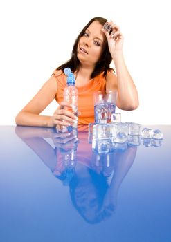 Woman drinking healthy mineral water