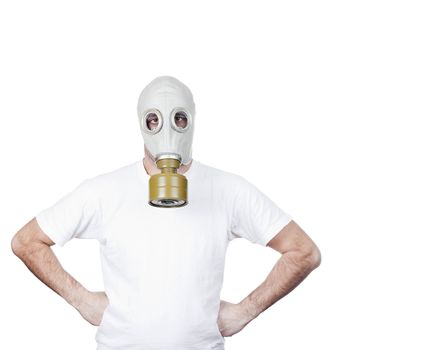 a man wearing a gas mask environment danger concept image