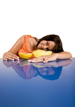 Young girl with fruits