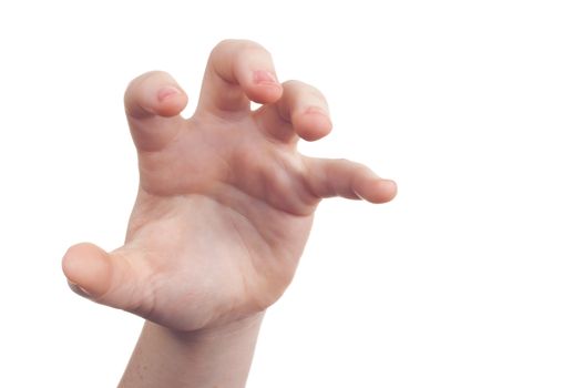 sign with the hand and fingers isolated over a withe background