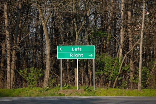 Direction sign on a road