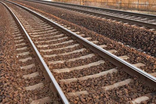 Two railway tracks in a bend