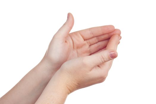 sign with the hand and fingers isolated over a withe background