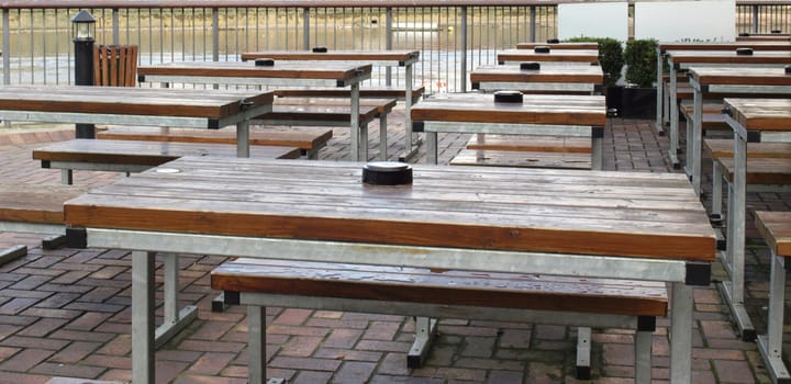 Alfresco bar tables at a public house