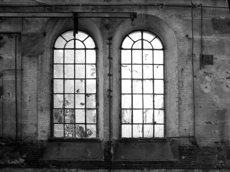 Abandoned factory architecture - in black and white