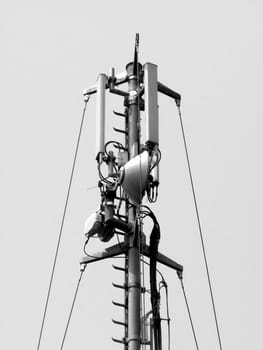 Tower for telecommunication aerial antenna - in black and white