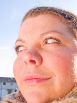 Beauty - Close up Portrait of a woman thinking 