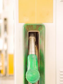 Service Station -  Green Fuel nozzle with copy space