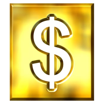 3d golden framed dollar sign isolated in white