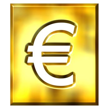 3d golden framed euro sign isolated in white