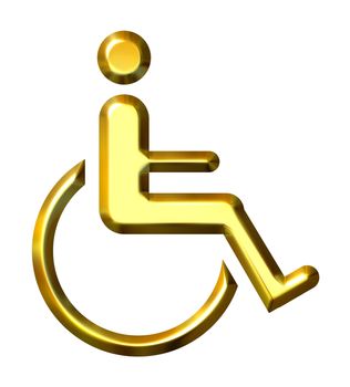 3d golden special needs symbol isolated in white