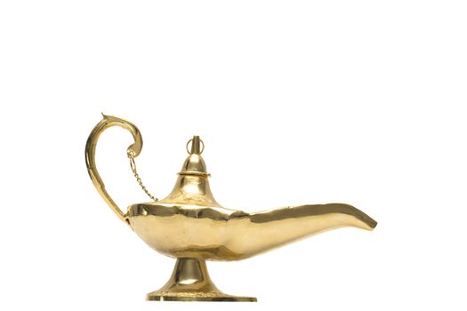 An arabic magic lamp, isolated on white.