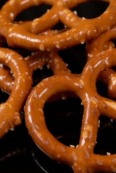 Closeup take  of some salted crunchy pretzels