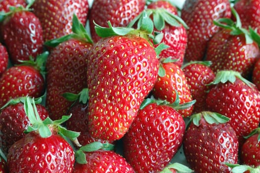 Close up of fresh spring strawberries texture.