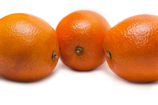 Three oranges, invoice of the skin insulated on white background