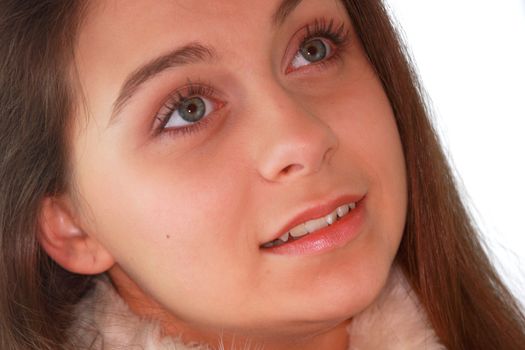 Young girl portrait isolated on white background