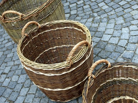 baskets at a street sale