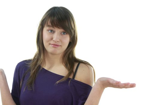 Young girl posing isolated on white