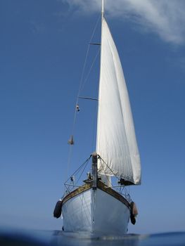 Sail boat shotted from the sea surface.